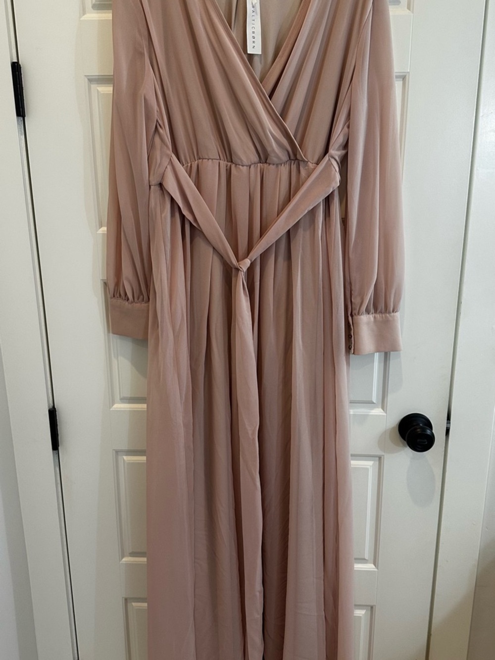 NWT Baltic Born Lydia Long Sleeve Wrap Maxi Dress in Dusty Rose